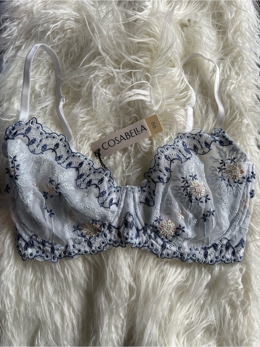 NWT Cosabella Ushuaya Underwire Molded Bra 34D Bridal Embroidered Lace Italy - Picture 2 of 7